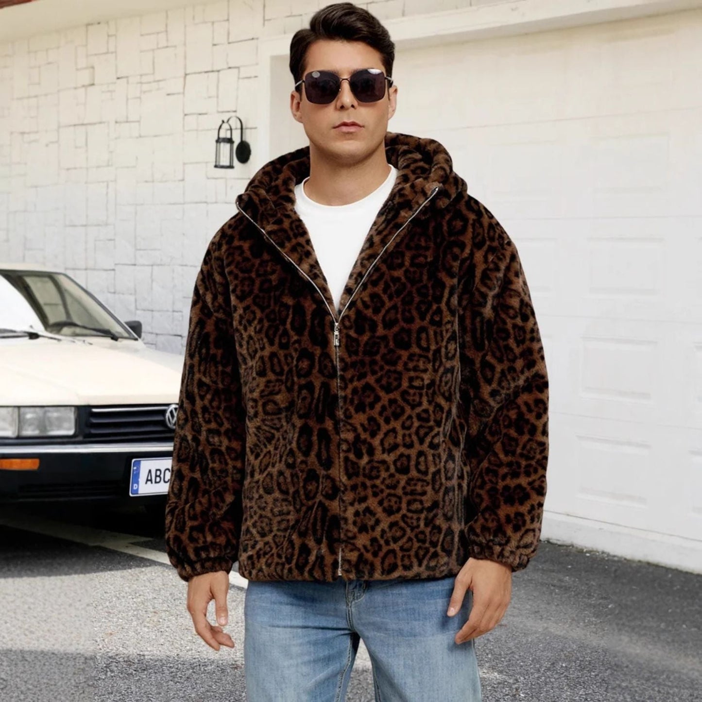 Hooded Patterned Fur Jacket | Zyphhra