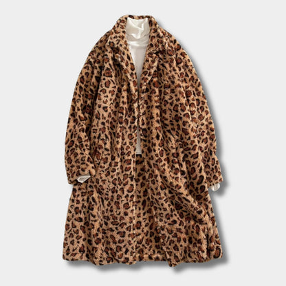 Leopard Pattern Plush Fur Coat | Zyphhra