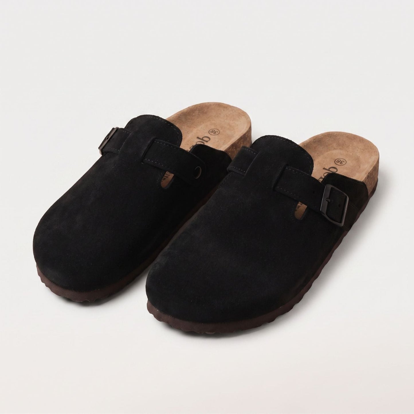 Genuine Suede Buckle Clogs | Zyphhra