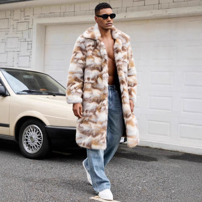 Oversized Patterned Collar Fur Coat | Zyphhra