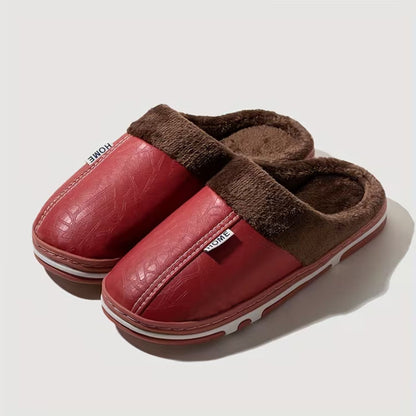 Faux Leather Warm Home Slippers | Zyphhra