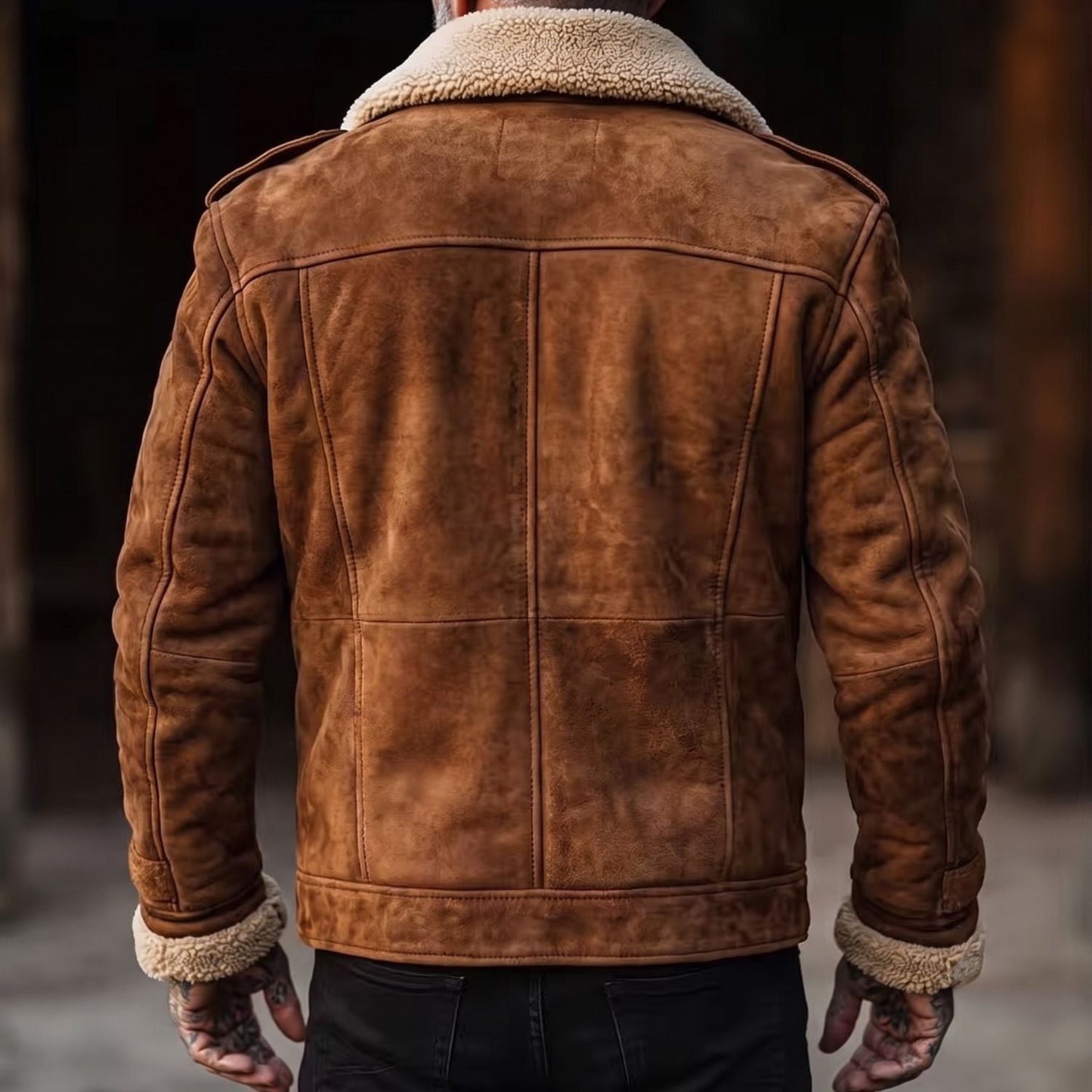 Faux Lambskin Lined Suede Aviator Jacket | Zyphhra