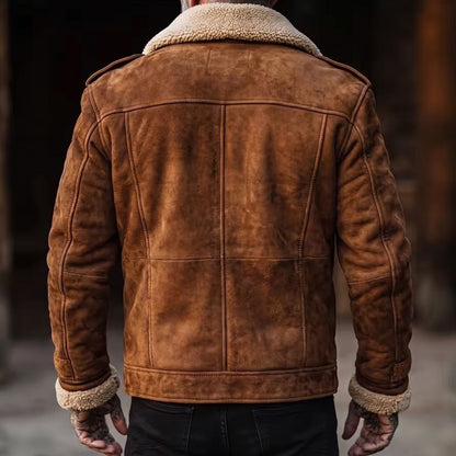 Faux Lambskin Lined Suede Aviator Jacket | Zyphhra