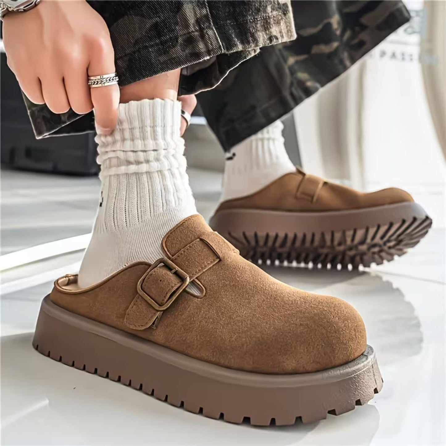 Adjustable Buckle Leather Clogs | Zyphhra