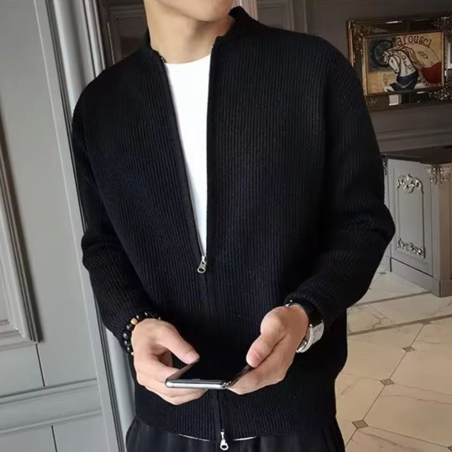 Ribbed Zip Knit Cardigan | Zyphhra
