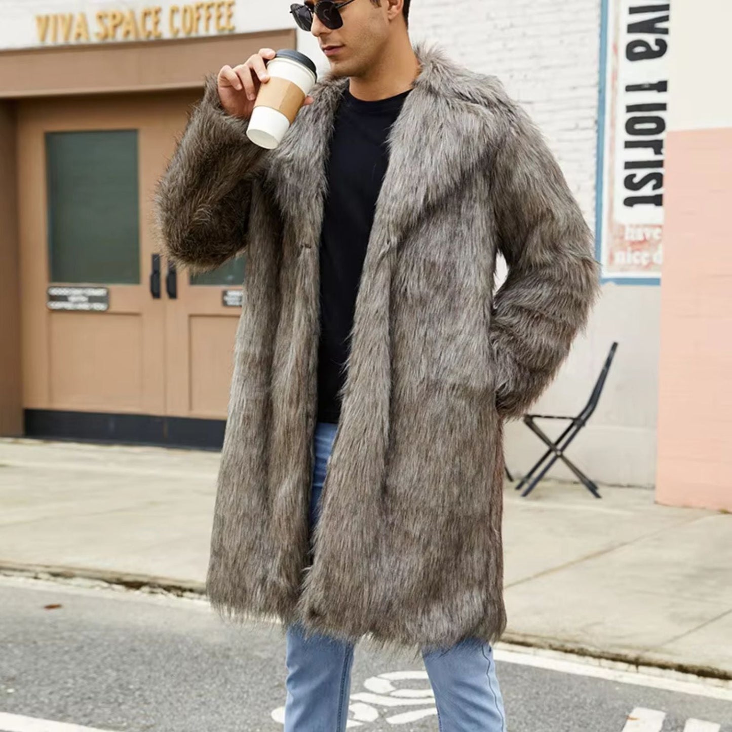Wide Collar Shaggy Fur Coat | Zyphhra