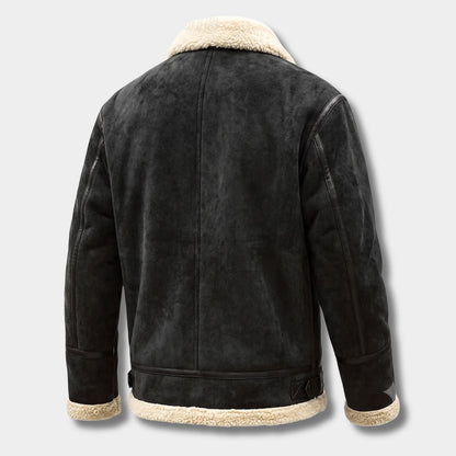 Plush Sherpa-Lined Suede Aviator Jacket | Zyphhra