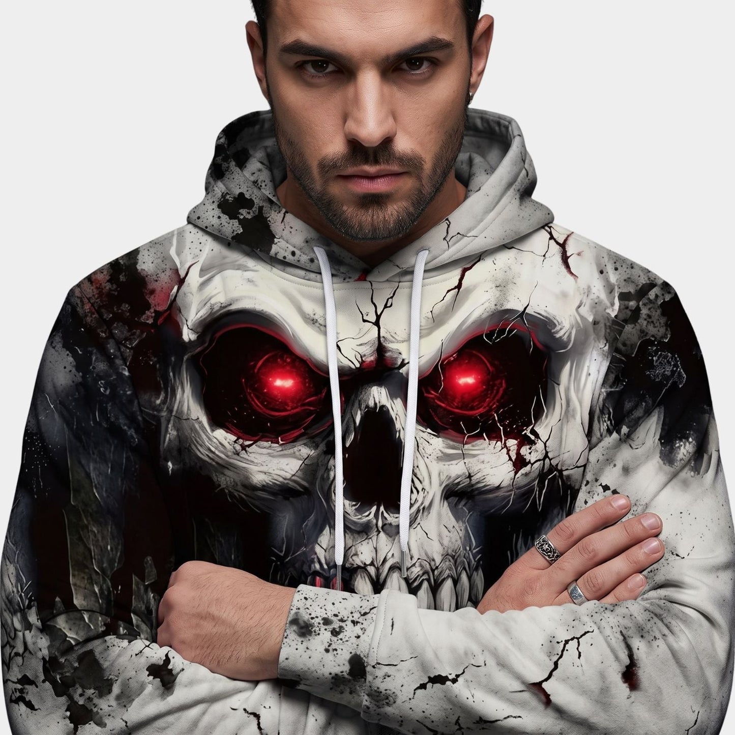 Novelty Skull Graphic Print Hoodie | Zyphhra