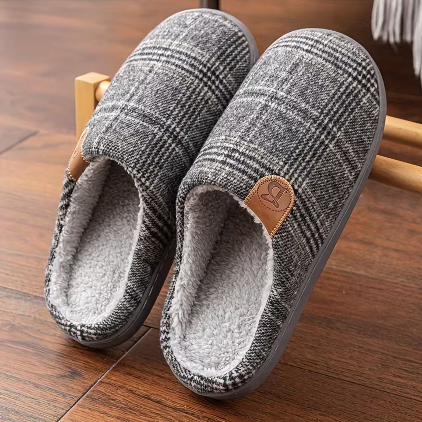 Plush Fleece Tartan Slippers | Zyphhra