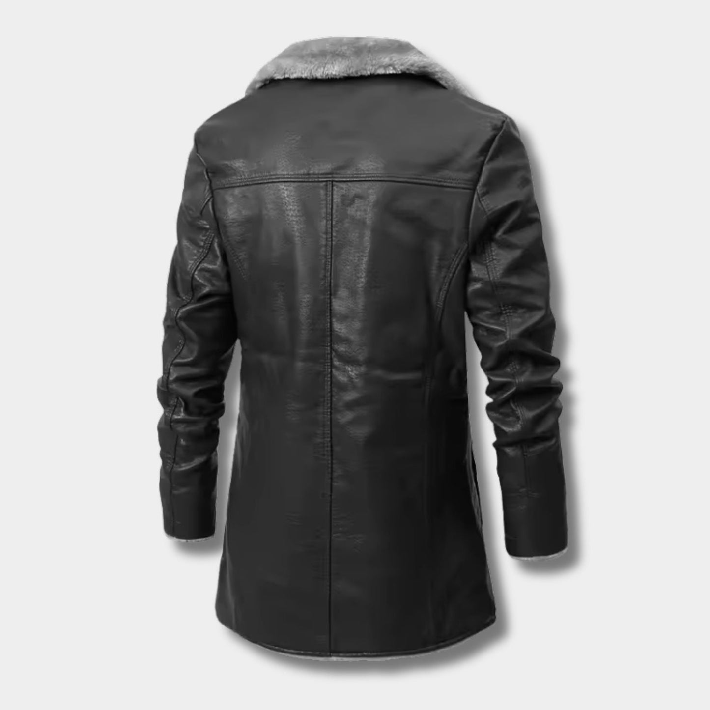Shearling Lapel Leather Coat | Zyphhra
