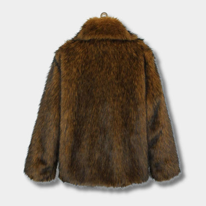 Wide-Lapel Faux Fur Jacket | Zyphhra