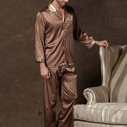 Retro Geometric Lapel Pyjama Set | Zyphhra