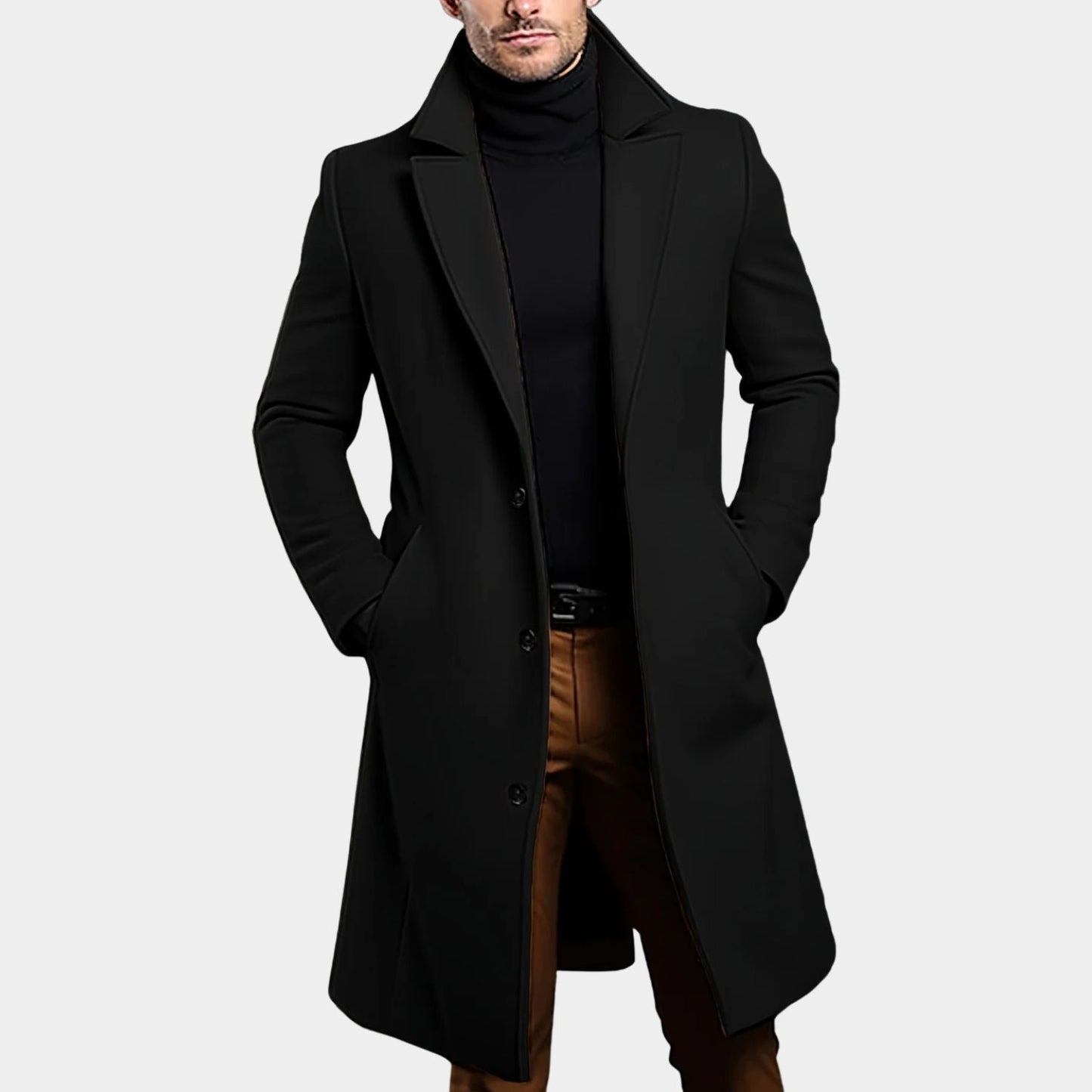 Notched Lapel Button Over Coat | Zyphhra