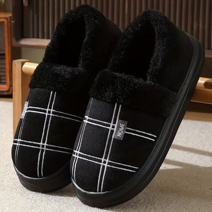 Plaid Fleece Slip-On Slippers | Zyphhra