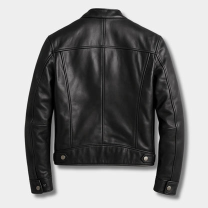 Snap Collar Leather Jacket | Zyphhra