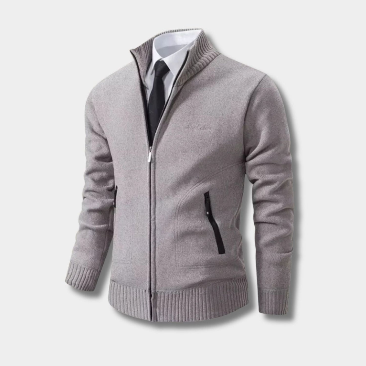 Geometric Zip Knit Cardigan | Zyphhra