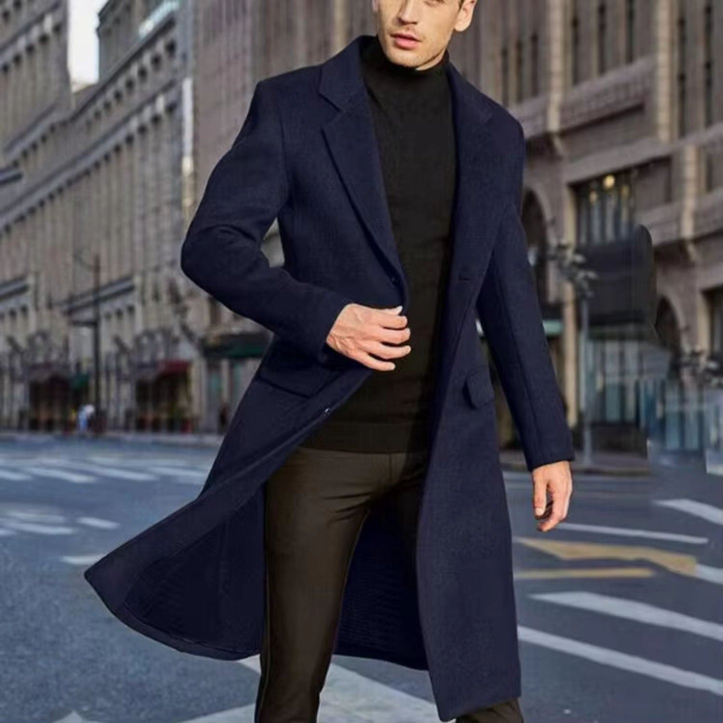 Notched Lapel Wool Over Coat | Zyphhra