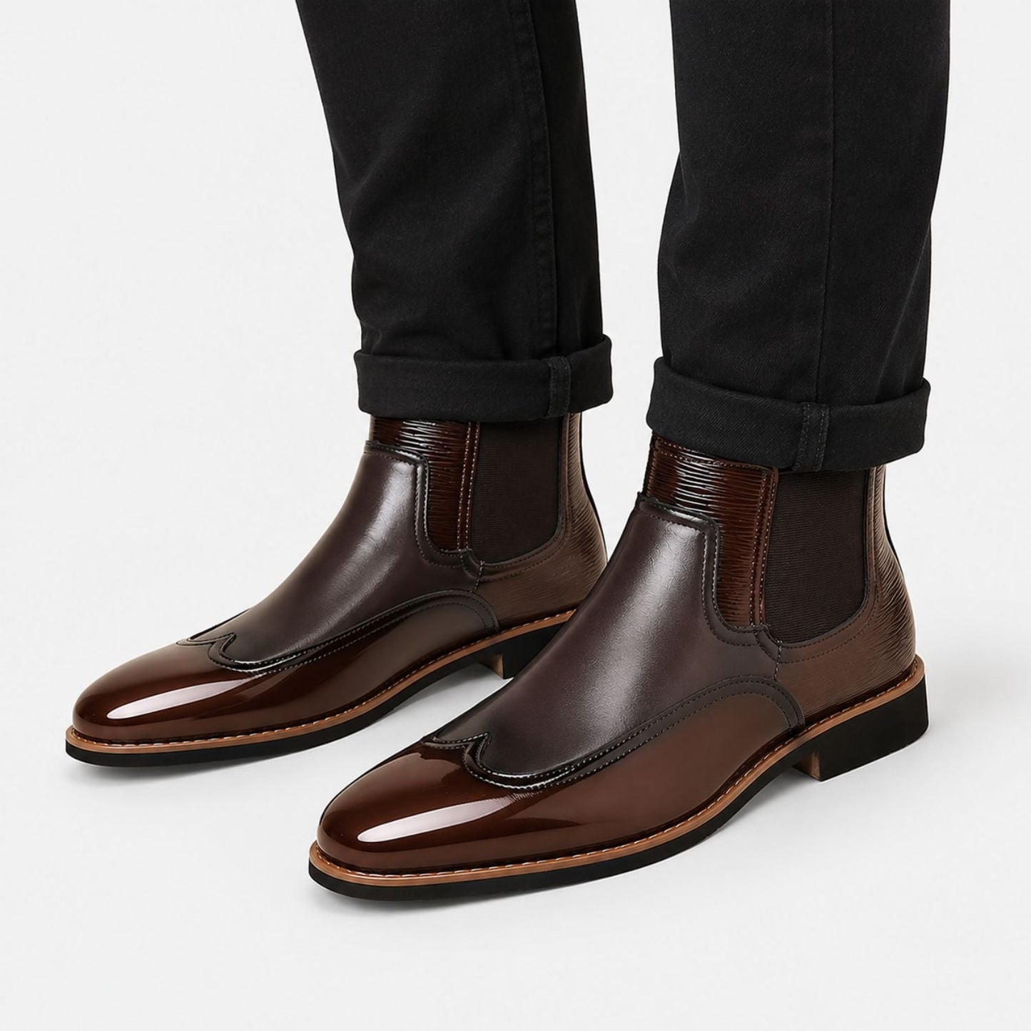 Glossy Leather Chelsea Boots | Zyphhra