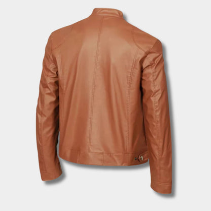 Heritage Stand Collar Leather Jacket | Zyphhra