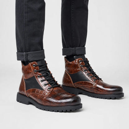 Embossed Combat Ankle Boots | Zyphhra