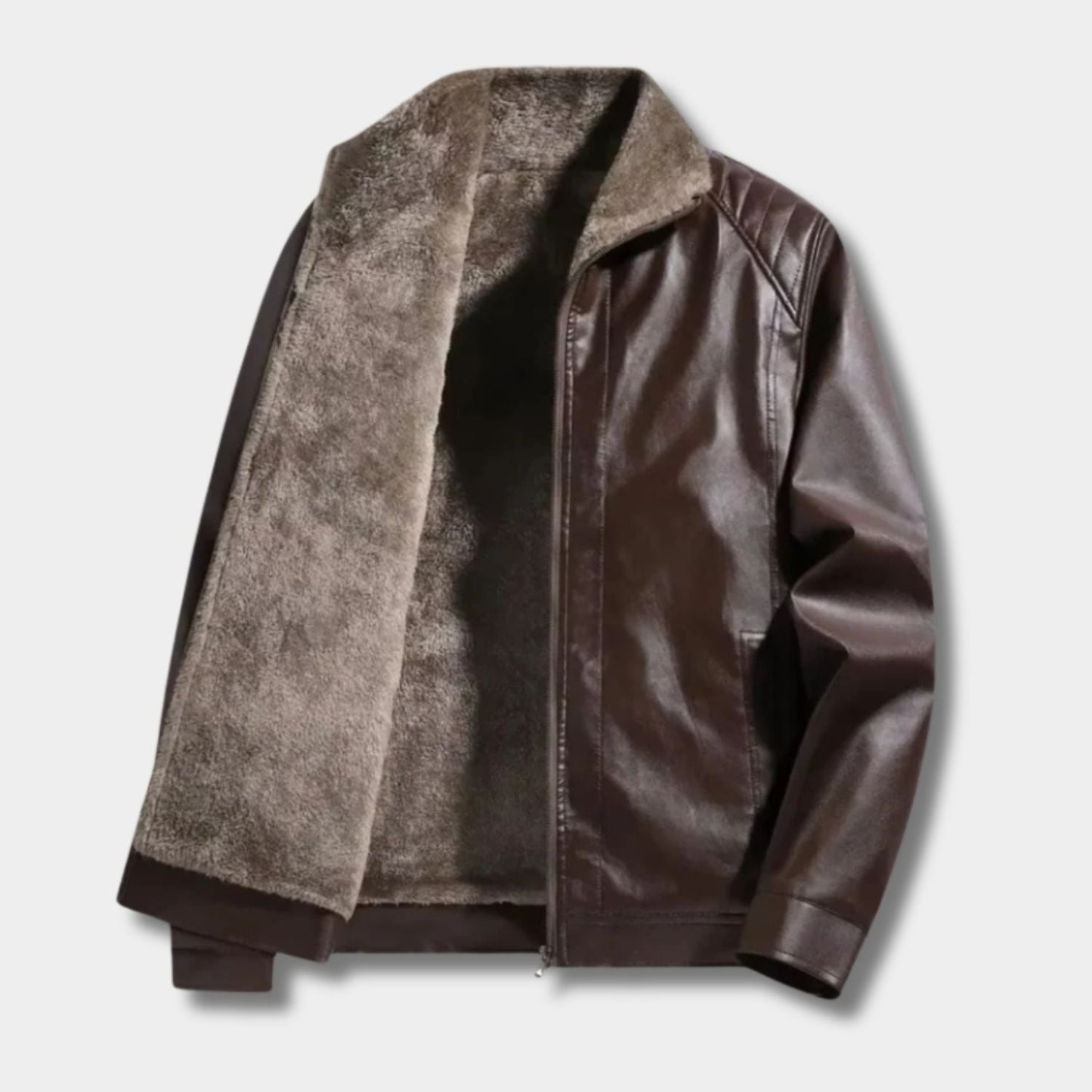 Fleece Lined Leather Jacket | Zyphhra