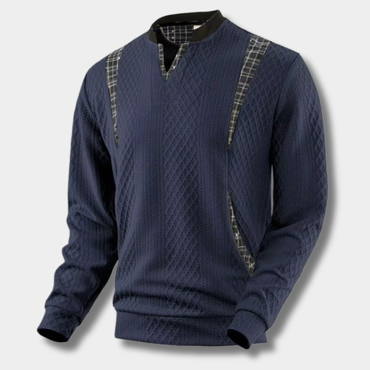 Checkered Panel Knit Jumper | Zyphhra