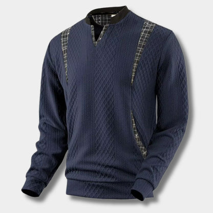 Checkered Panel Knit Jumper | Zyphhra