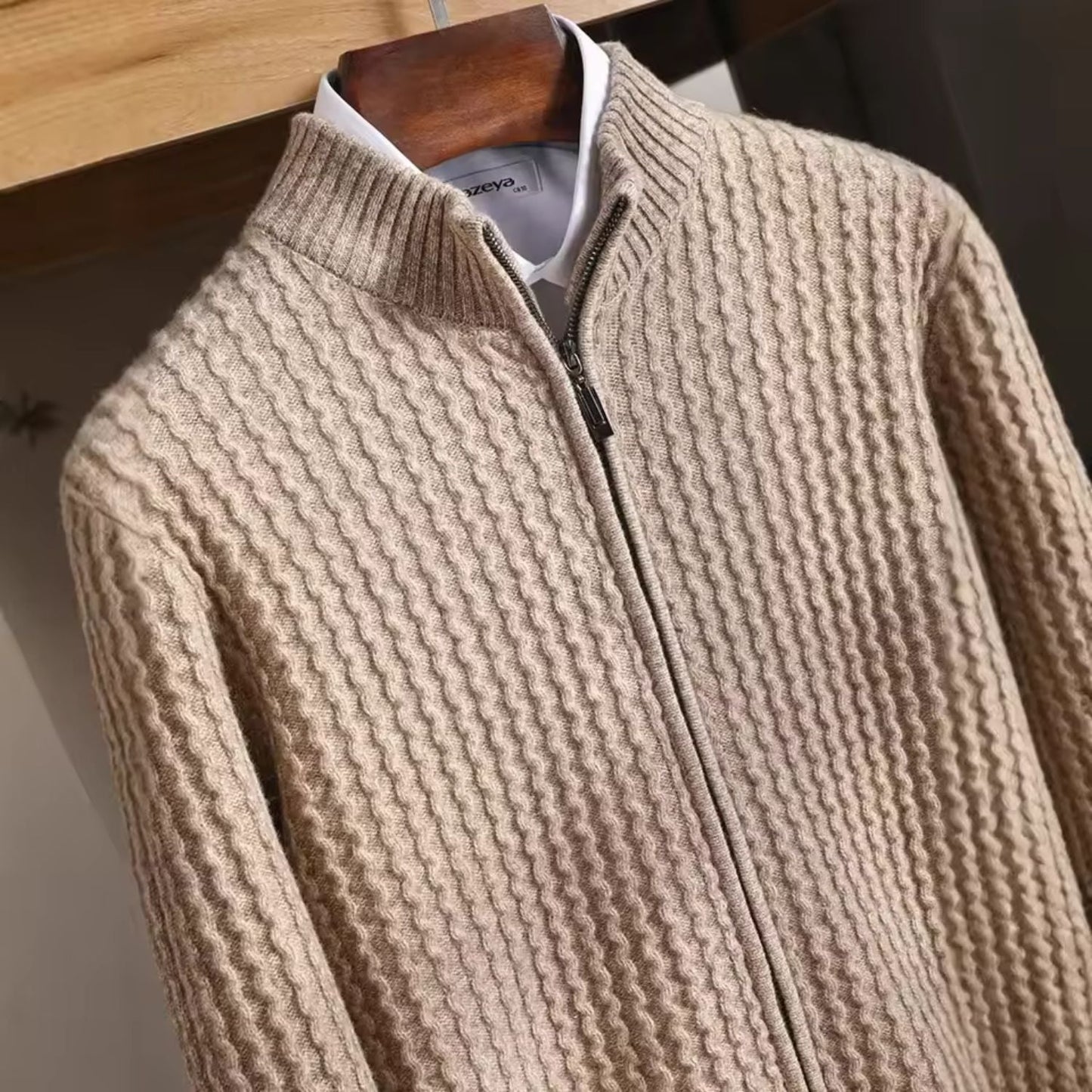 Textured Zip Knit Cardigan | Zyphhra