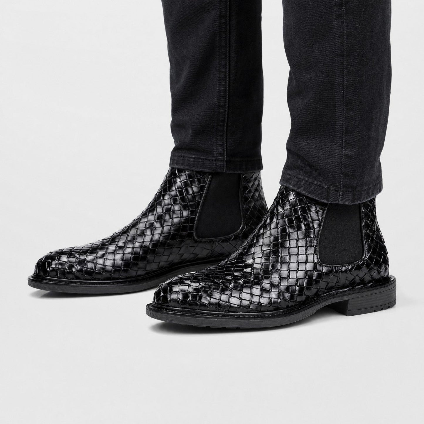 Woven Leather Chelsea Boots | Zyphhra