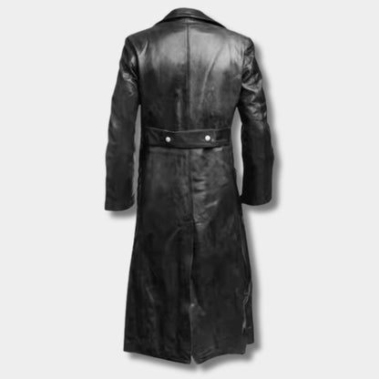 Double-Breasted Lapel Leather Coat | Zyphhra