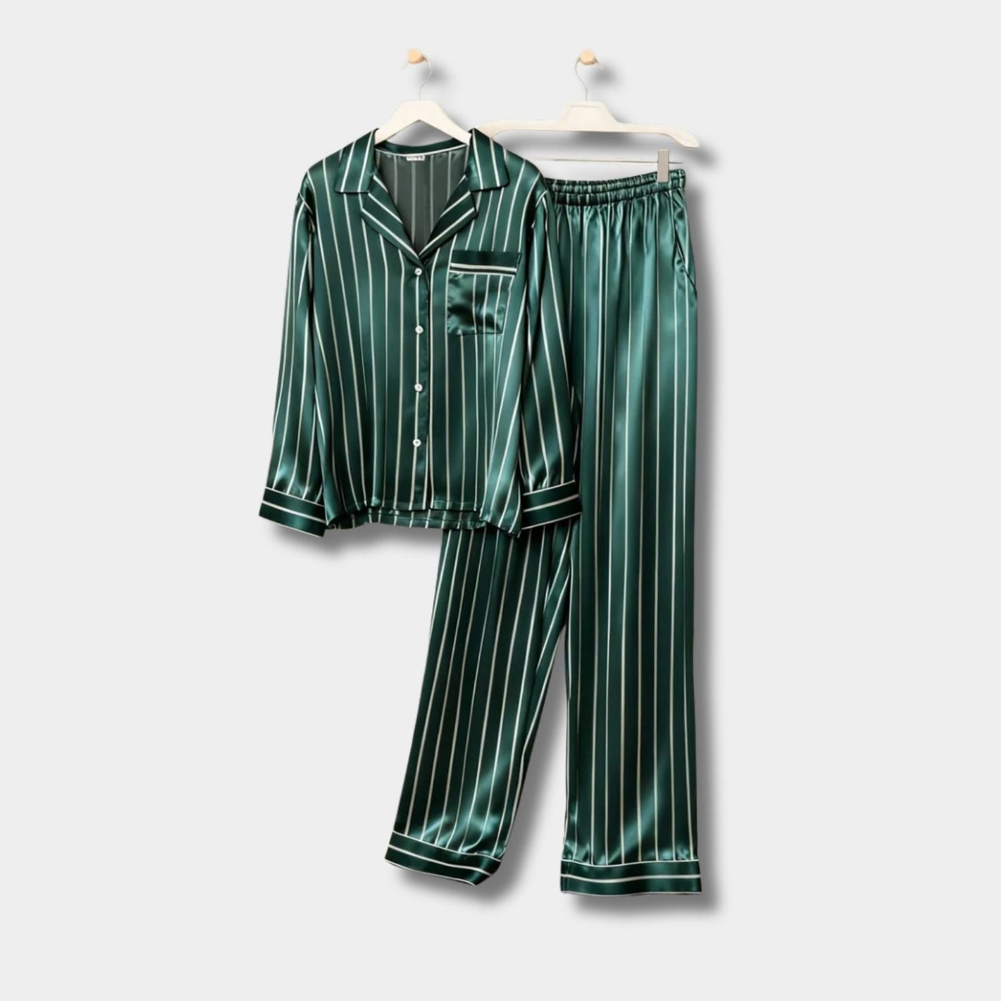 Striped Satin Button Pyjama Set | Zyphhra