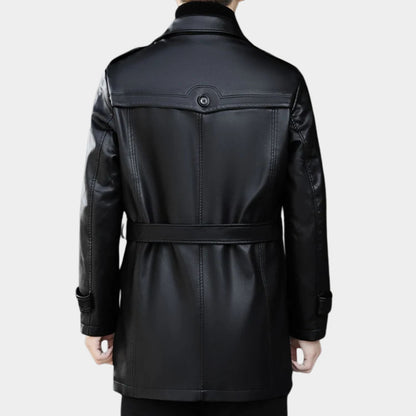 Structured Trench Style Leather Coat | Zyphhra