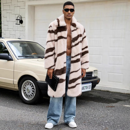Wide Lapel Patterned Fur Coat | Zyphhra