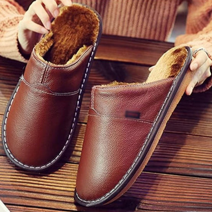 Fur Lined Leather Slippers | Zyphhra