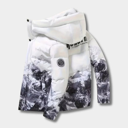 Mountain Print Hooded Ski Jacket | Zyphhra