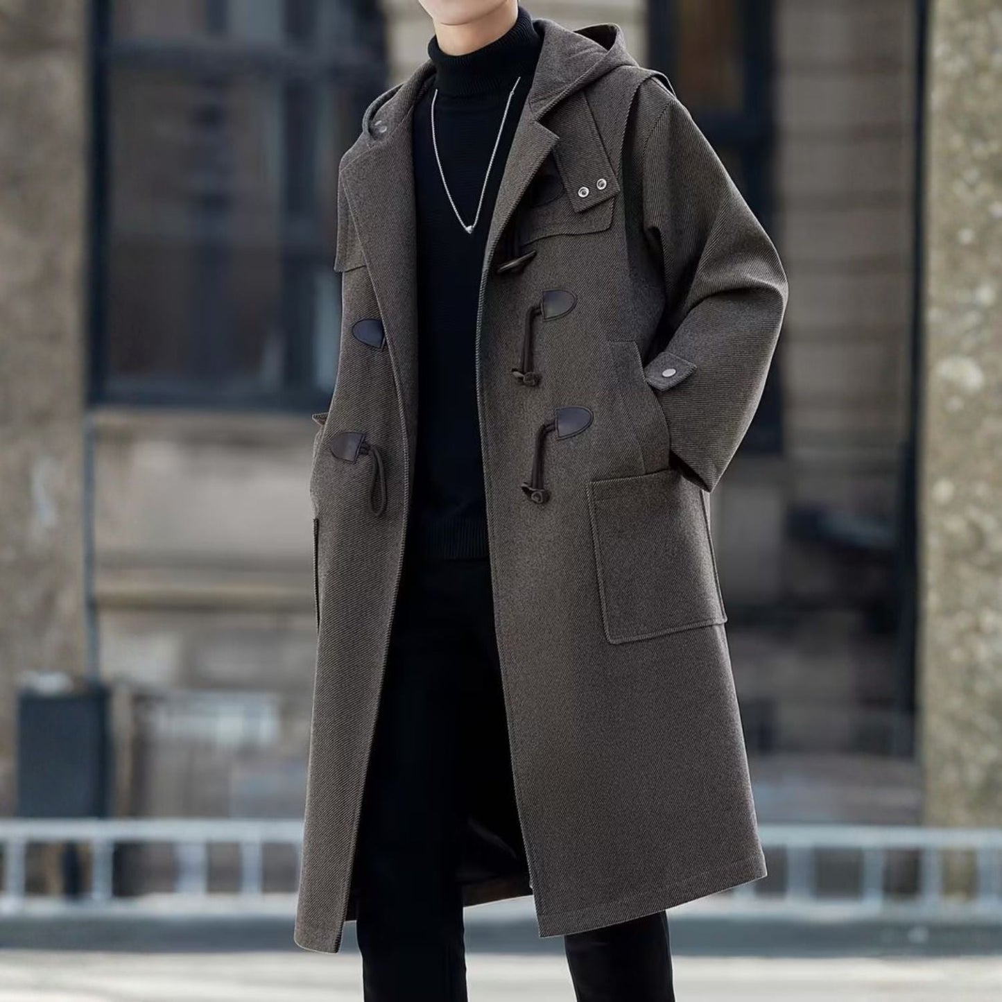 Hooded Toggle Button Over Coat | Zyphhra