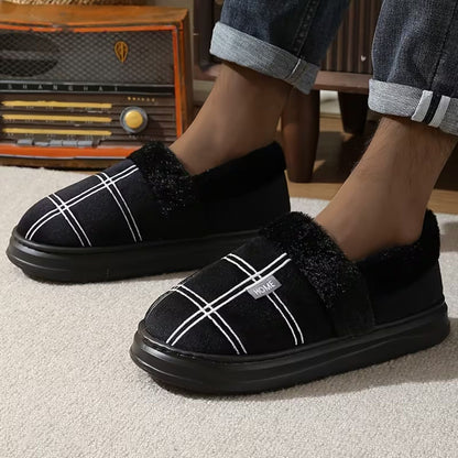 Plaid Fleece Slip-On Slippers | Zyphhra