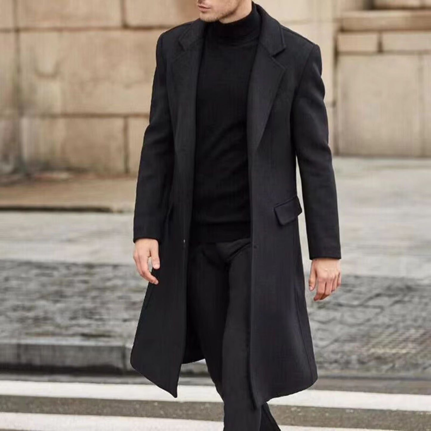 Notched Lapel Wool Over Coat | Zyphhra