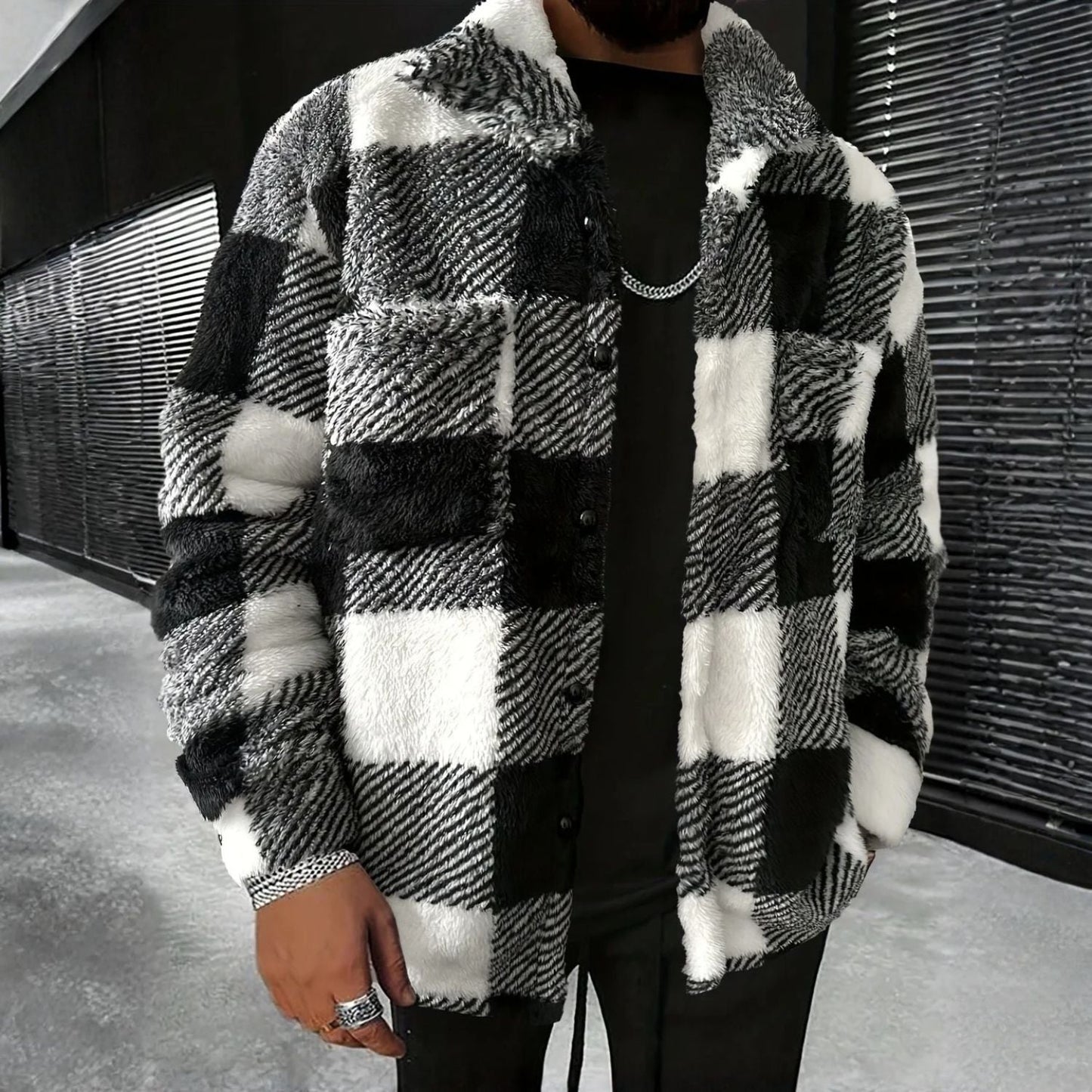 Checked Sherpa Fleece Jacket | Zyphhra