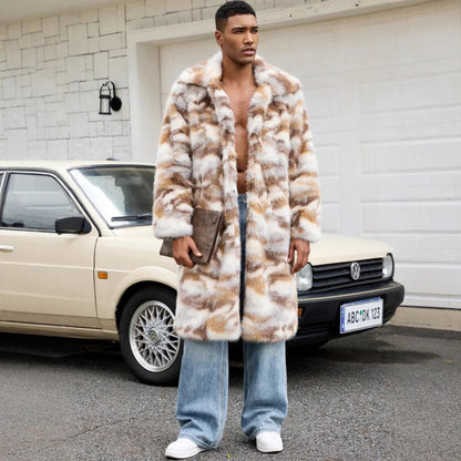 Oversized Patterned Collar Fur Coat | Zyphhra