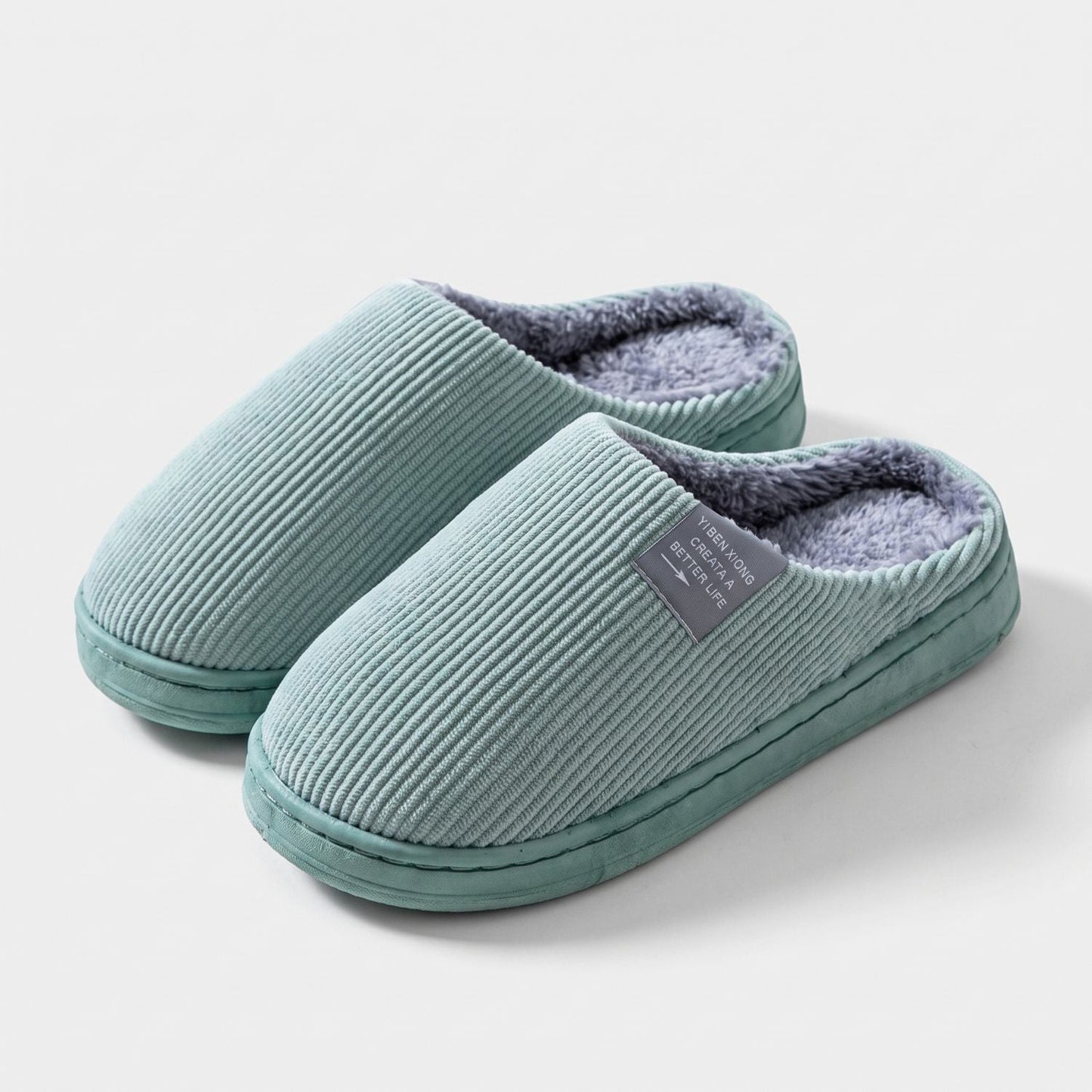 Ribbed Plush House Slippers | Zyphhra
