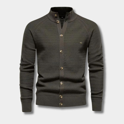 Textured Mandarin Collar Cardigan | Zyphhra