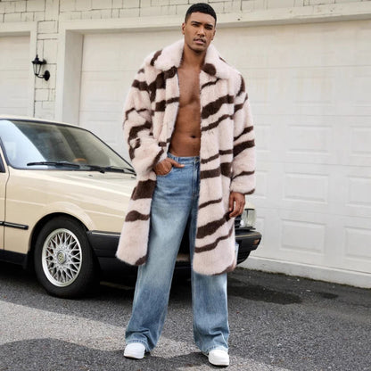 Wide Lapel Patterned Fur Coat | Zyphhra