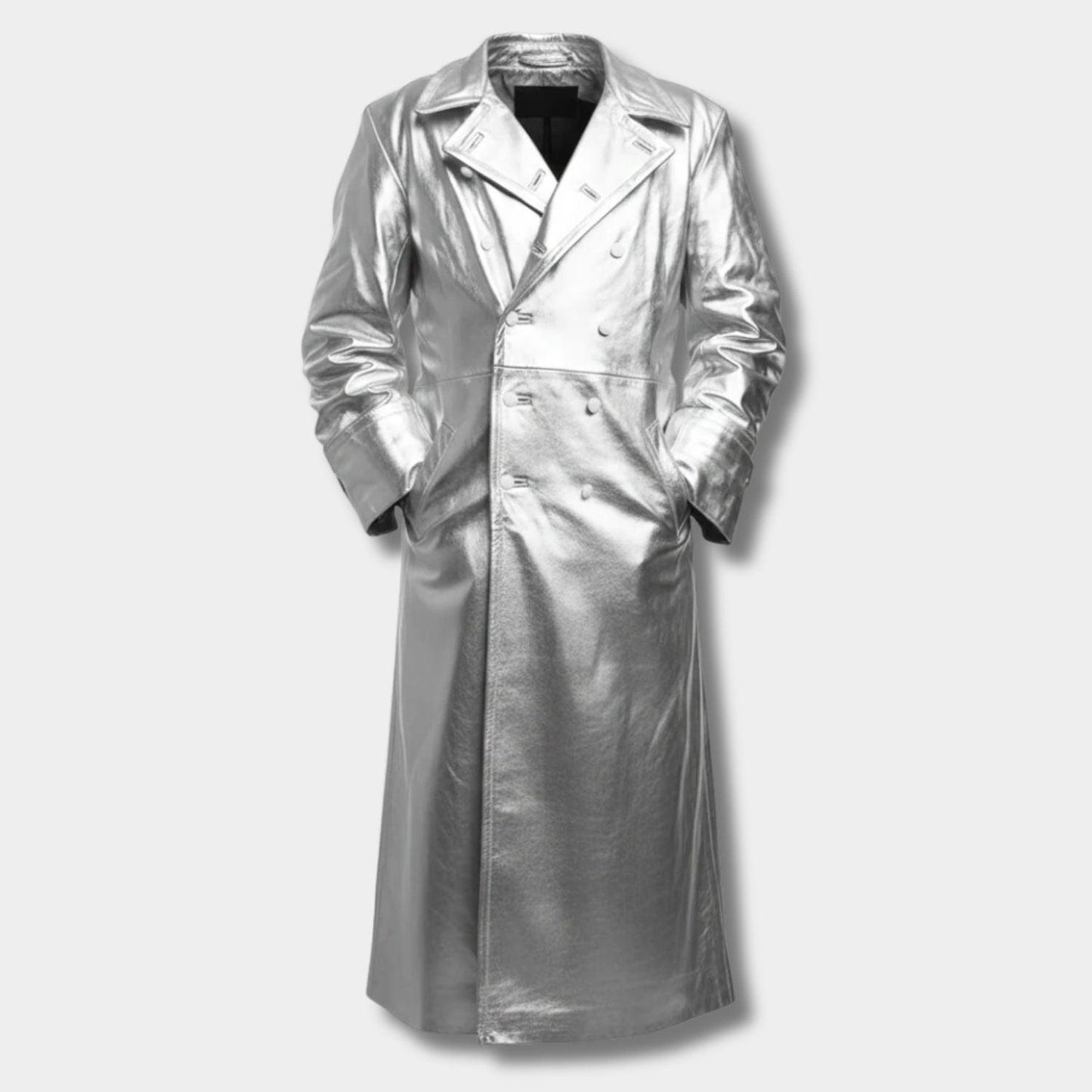 Double-Breasted Lapel Leather Coat | Zyphhra