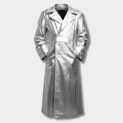Double-Breasted Lapel Leather Coat | Zyphhra