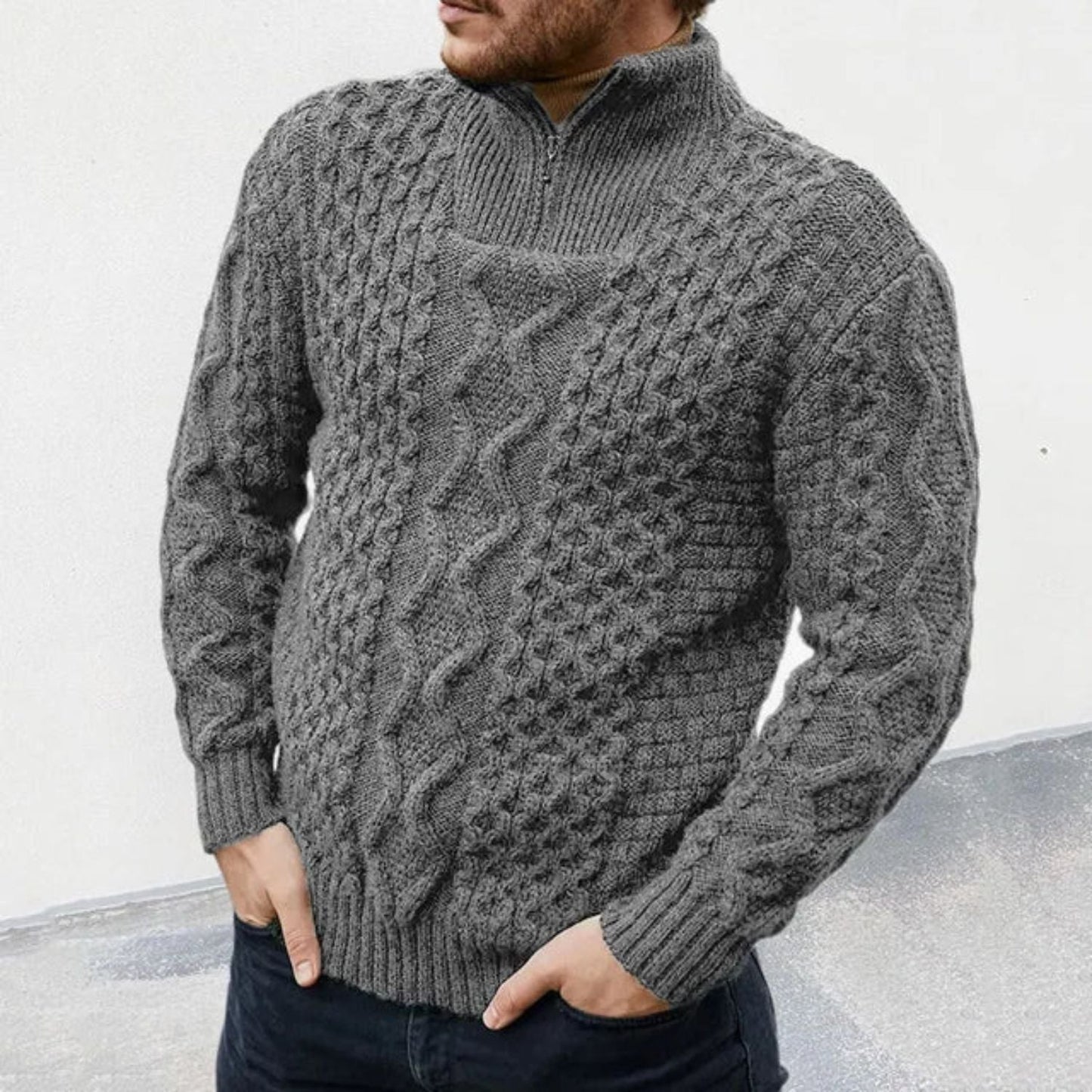 Quarter Zip Cable Knit Jumper | Zyphhra