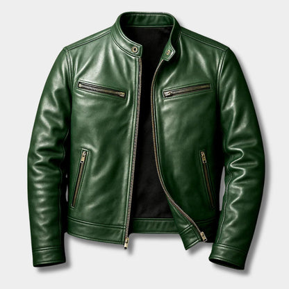 Snap Collar Leather Jacket | Zyphhra