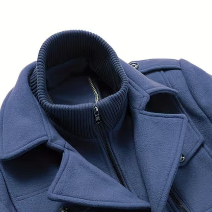 High Neck Fleece Pea Coat | Zyphhra