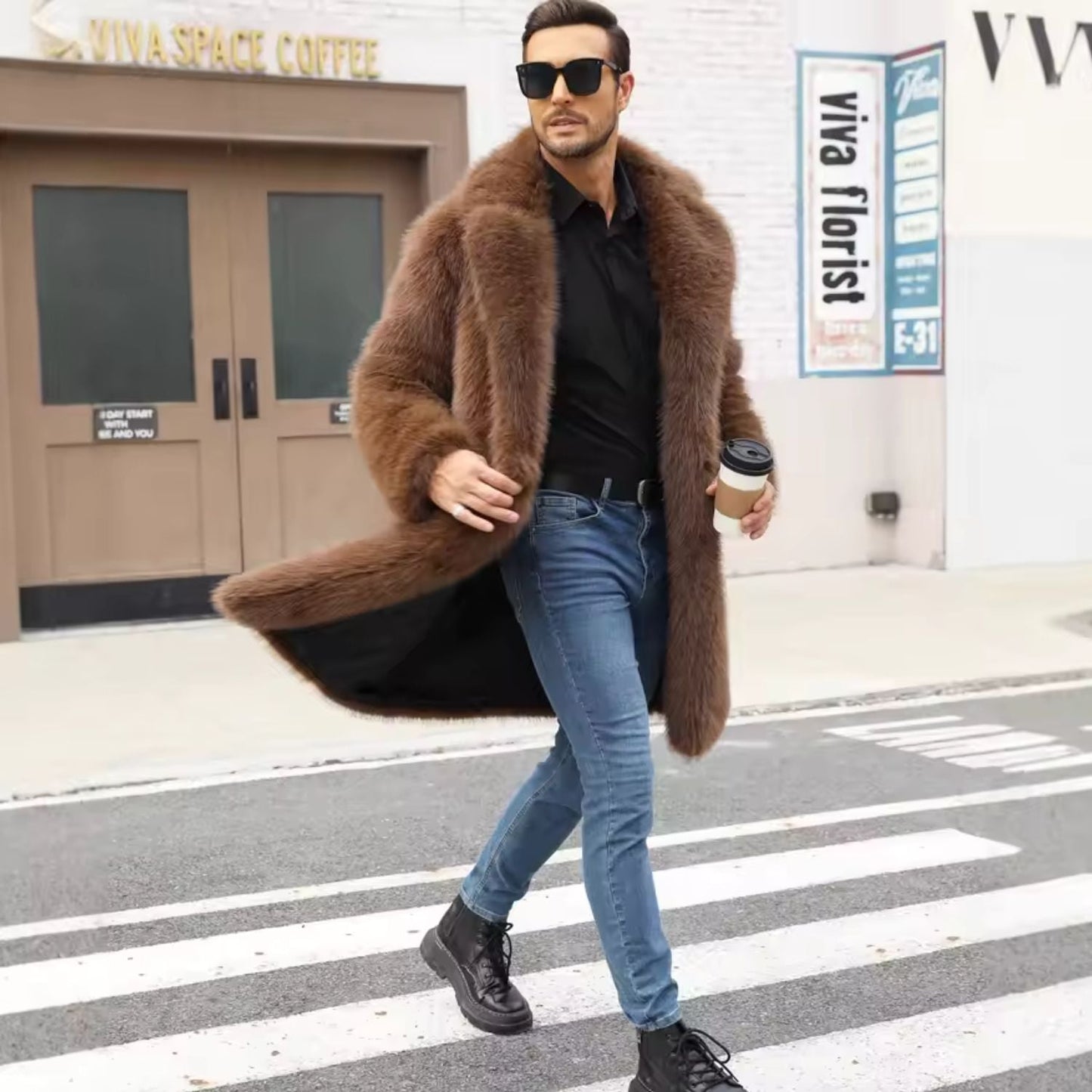 Voluminous Collar Luxury Fur Coat | Zyphhra