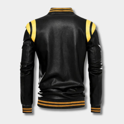 Sport Stripe Leather Jacket | Zyphhra
